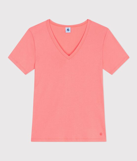 T-shirt a maniche corte in cotone tinta unita donna rosa FLAMAND