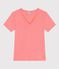T-shirt a maniche corte in cotone tinta unita donna rosa FLAMAND