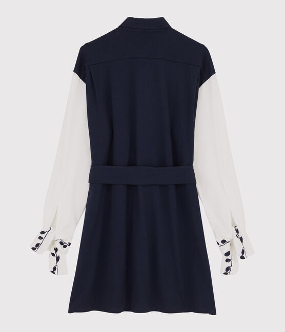 Abito a camicia Donna Christoph Rumpf x Petit Bateau blu SMOKING/bianco MARSHMALLOW
