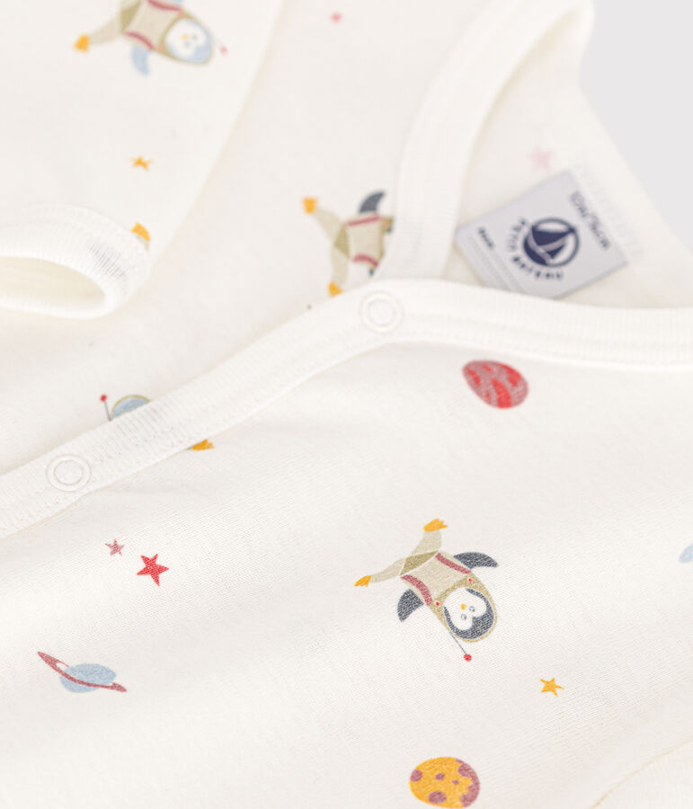 Pigiama senza piedini in cotone neonato bianco/multicolore