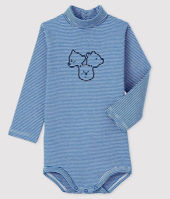 Body manica lunga e dolcevita bebè blu RUISSEAU/bianco MARSHMALLOW