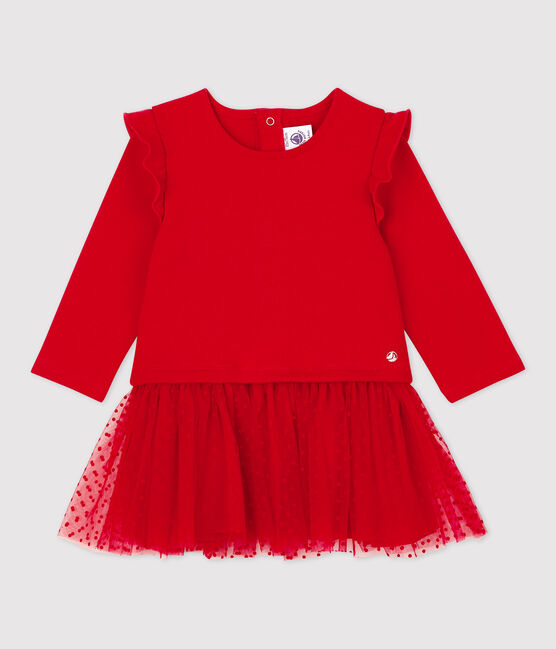 Abito in molleton e tulle bebè. rosso TERKUIT