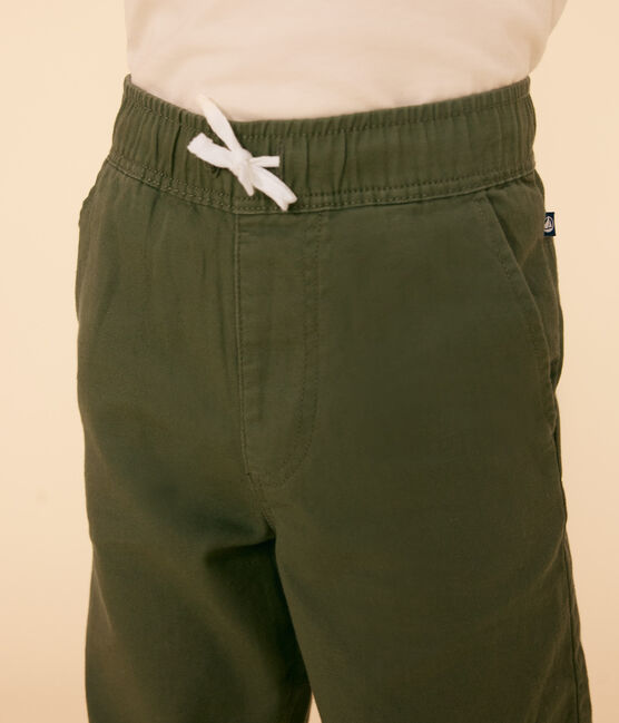 Pantalone bambino in tela di cotone verde CROCO
