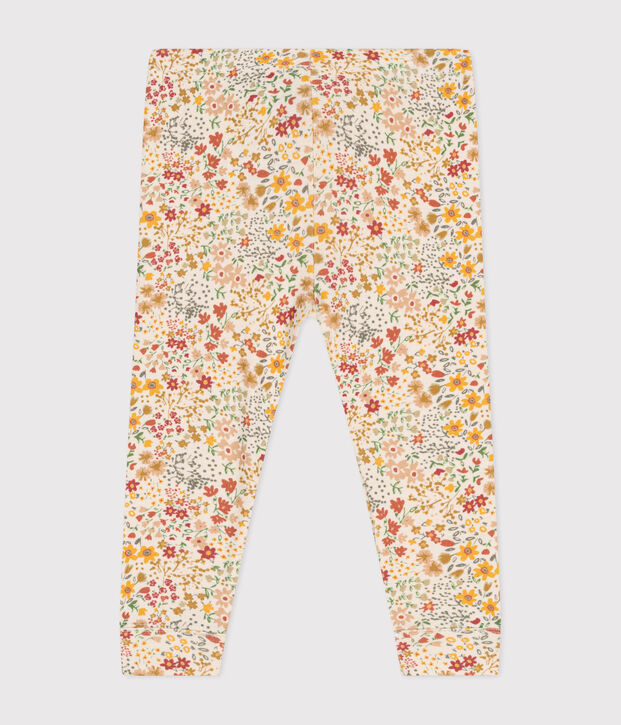 Leggings in cotone neonato ecru/multicolore