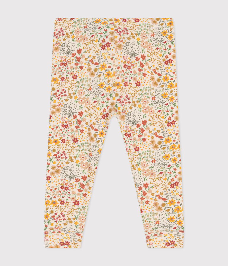 Leggings in cotone neonato ecru/multicolore