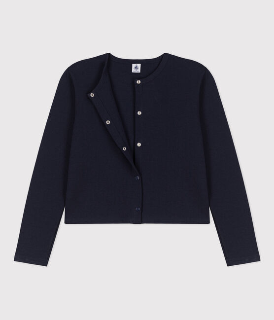 Cardigan donna in cotone spesso con automatici blu SMOKING