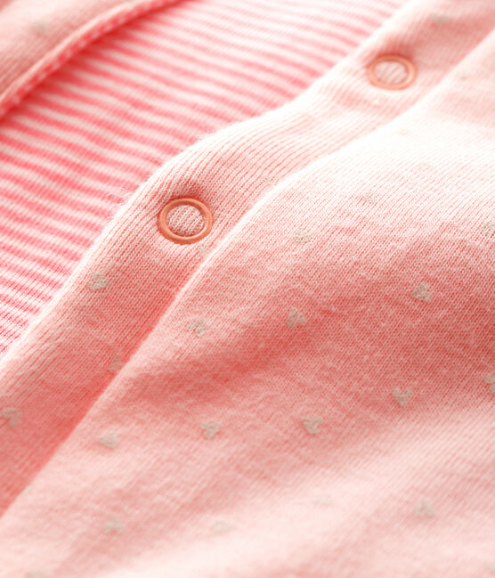Gilè smanicato reversibile bebé femmina a costine in ovatta rosa MINOIS/bianco MARSHMALLOW