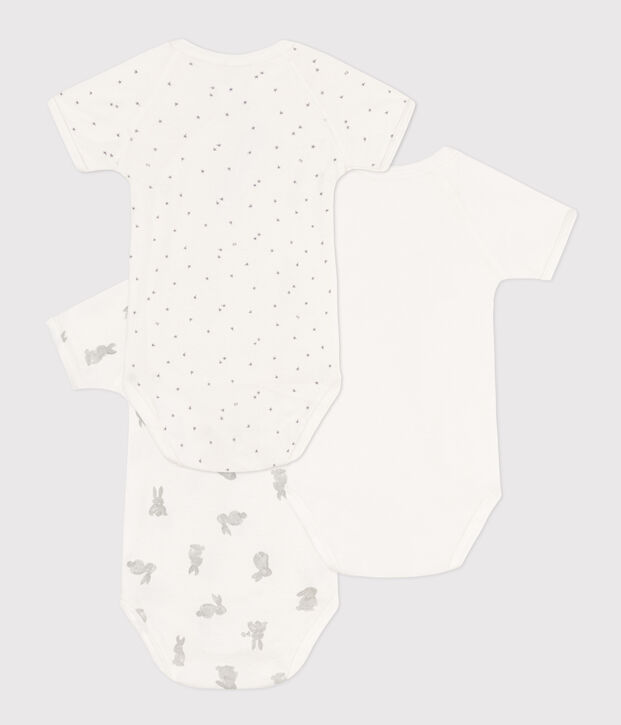 Confezione da 3 body incrociati a maniche corte conigli in cotone multicolore