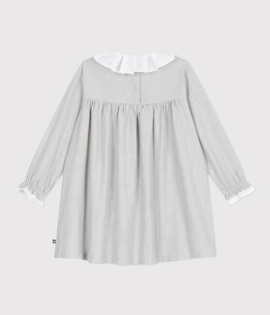 Abito a maniche lunghe in flanella tinta unita bambina grigio FUMEE CHINE