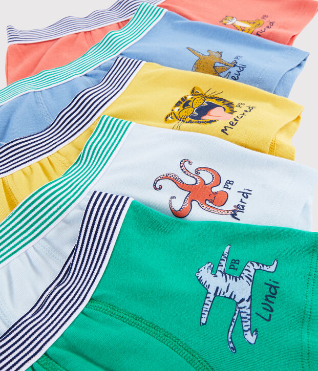 Confezione da 5 boxer animali yoga bambino multicolore