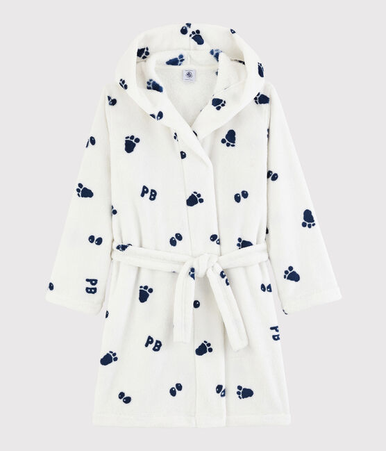 Vestaglia in pile da bambino bianco MARSHMALLOW/blu MEDIEVAL