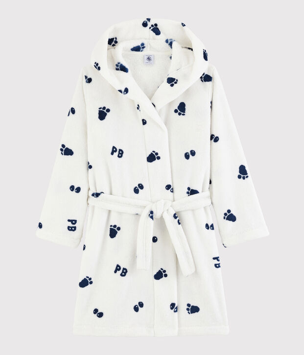 Vestaglia in pile da bambino bianco/blu