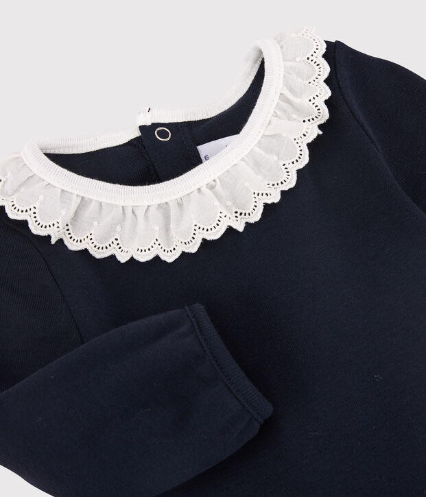 Abito a maniche lunghe da beb&egrave; femmina bianco/blu