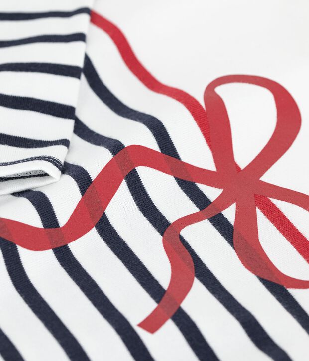 T-shirt marini&egrave;re in cotone donna bianco/multicolore