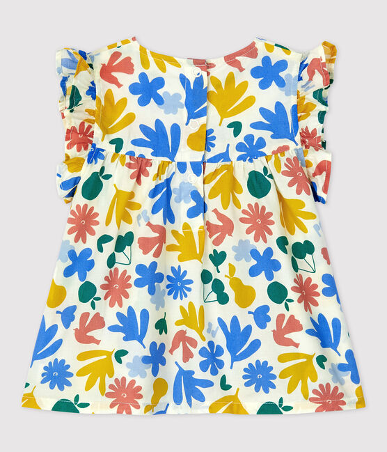 Blusa senza maniche bebè in popeline a fiori bianco MARSHMALLOW/bianco MULTICO