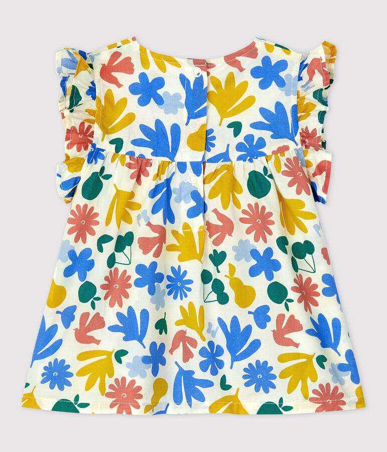 Blusa senza maniche beb&egrave; in popeline a fiori bianco/multicolore