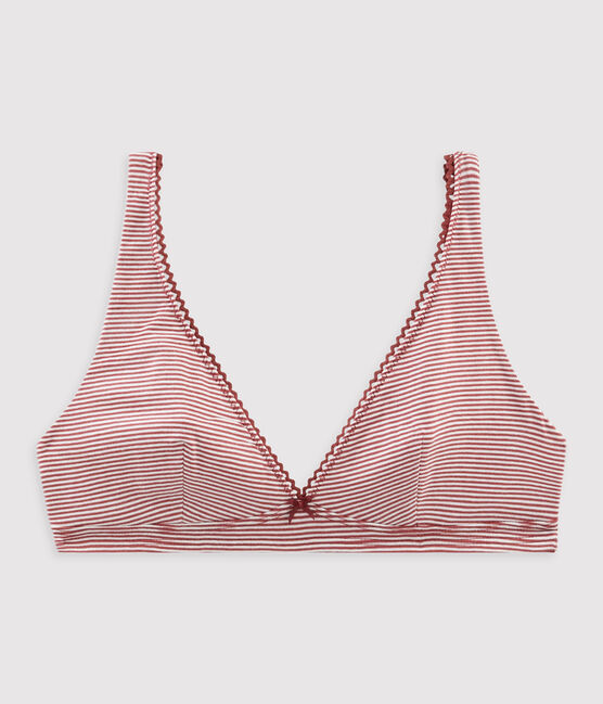 Reggiseno a triangolo donna rosso CARMIN/bianco MARSHMALLOW