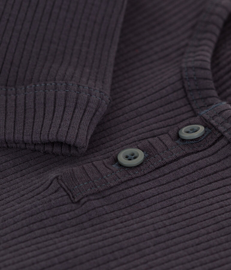 T-shirt maniche lunghe beb&egrave; in maglia a costine grigio DUMBO