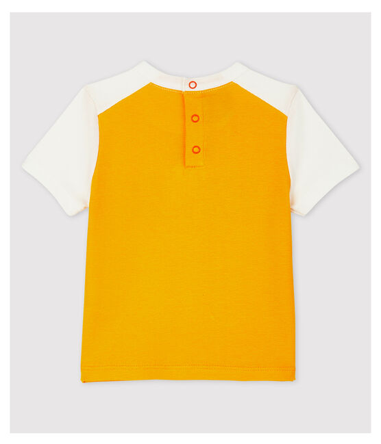 T-shirt maniche corte in cotone bebè maschio giallo TEHONI/bianco MARSHMALLOW