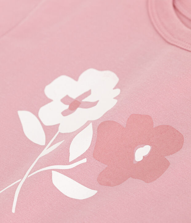 T-shirt a maniche corte in cotone tinta unita neonato rosa
