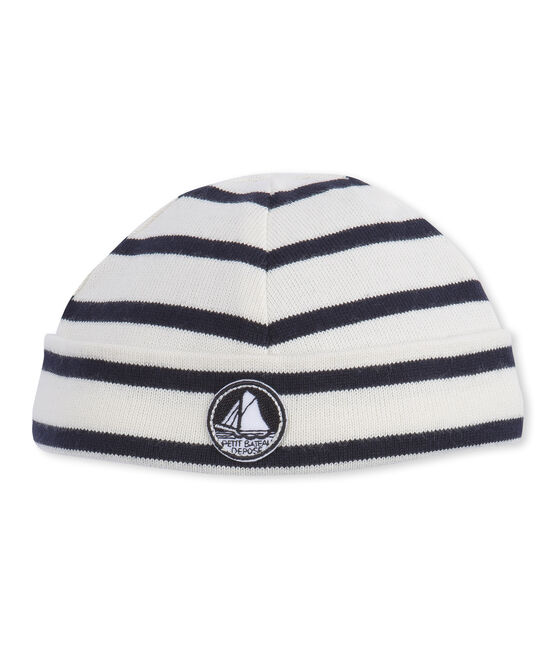 Cappellino iconico bebé maschio beige COQUILLE/blu SMOKING