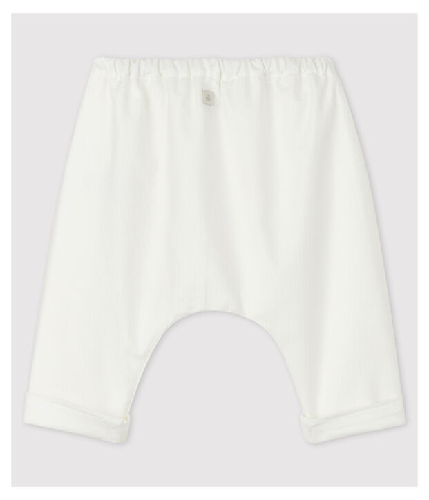 Pantaloni bianchi beb&egrave; in popeline di cotone biologico bianco