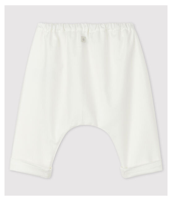 Pantaloni bianchi bebè in popeline di cotone biologico bianco MARSHMALLOW