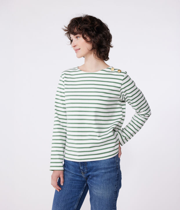 Marini&egrave;re a maniche lunghe in cotone donna verde/verde
