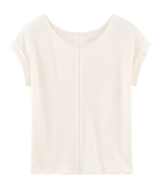 T-shirt maniche corte donna in lino bianco MARSHMALLOW