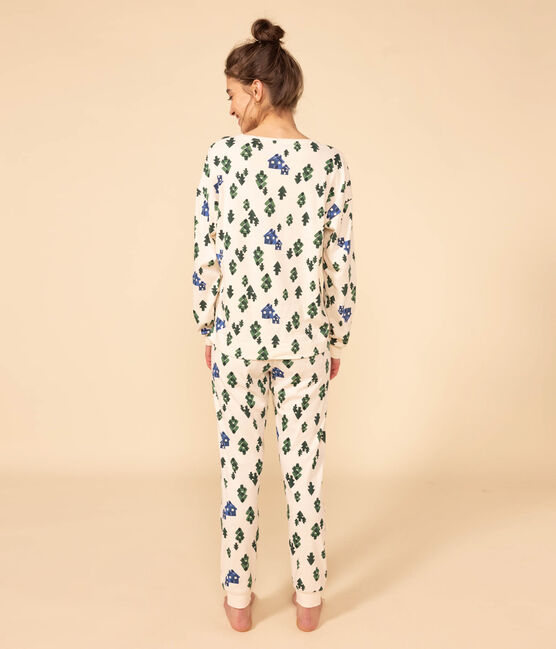 Pigiama chalet donna in cotone bianco AVALANCHE/ MULTICO