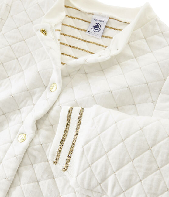 Cardigan in tubique trapuntato bambina bianco MARSHMALLOW