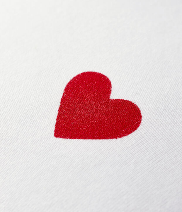 Astuccio cuore rosso beb&egrave; in cotone bianco/rosso