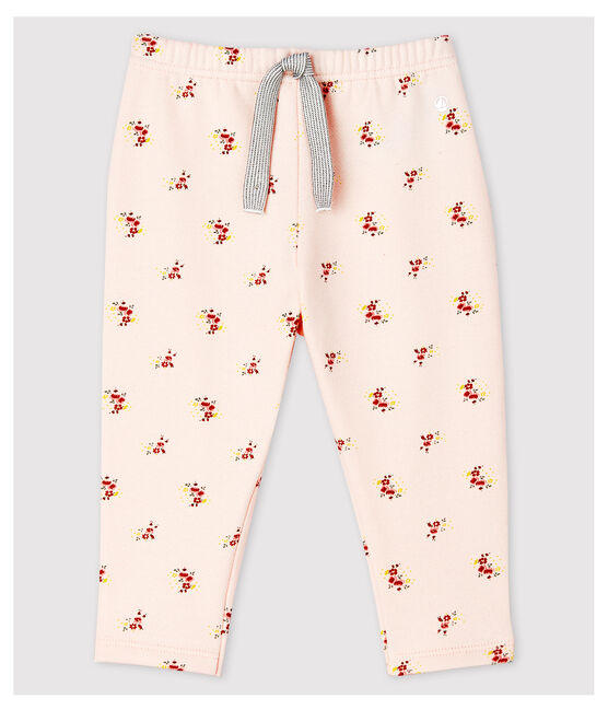 Pantaloni fantasia in molleton bebè femmina rosa FLEUR/bianco MULTICO