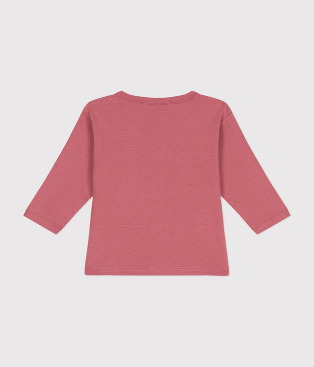 T-shirt beb&egrave; a maniche lunghe in cotone rosa
