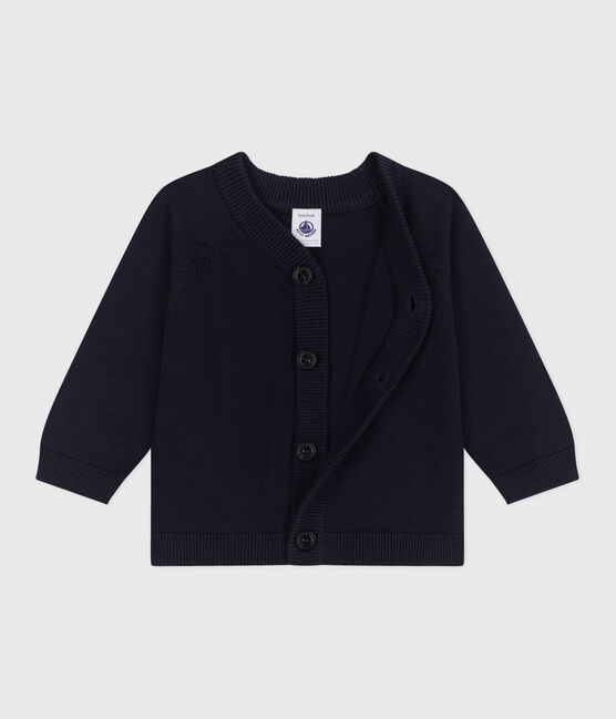 Cardigan in cotone tinta unita neonato blu SMOKING