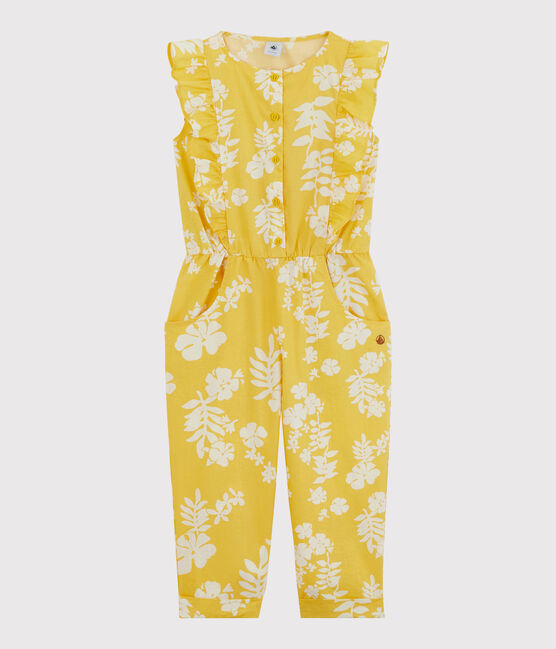 Tutina bambina in popeline stampato giallo ORGE/bianco MARSHMALLOW