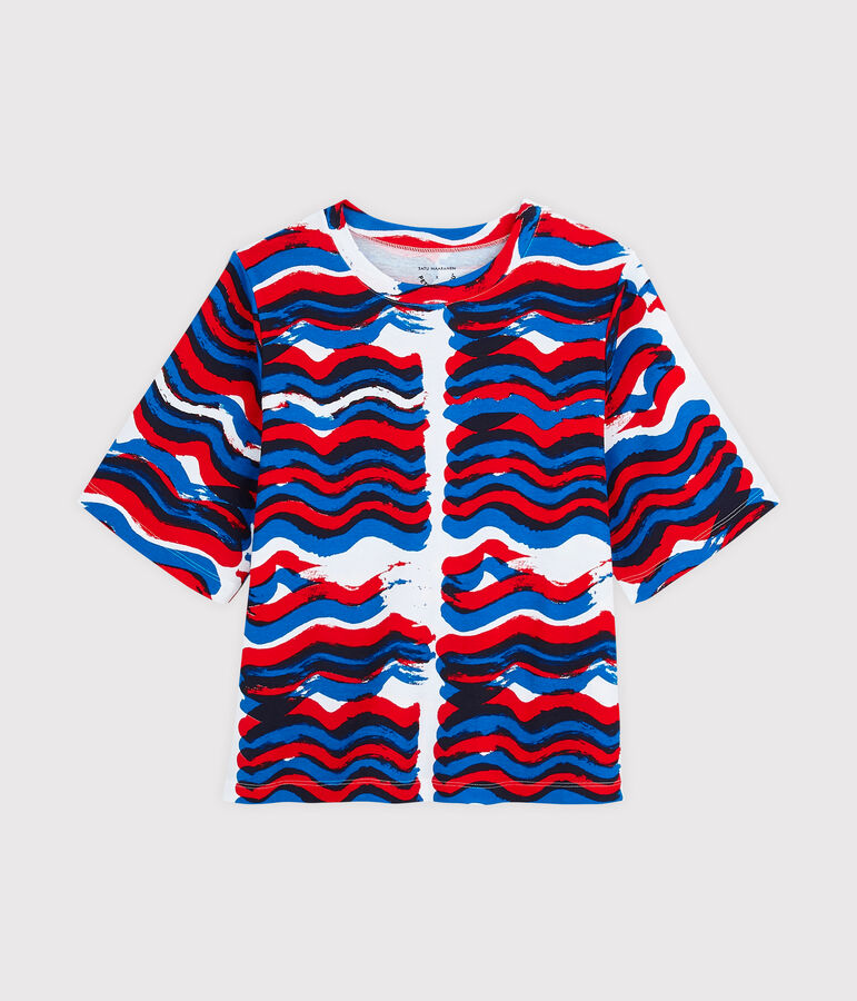 T-shirt riedizione Hy&egrave;res donna bianco ECUME/bianco MULTICO