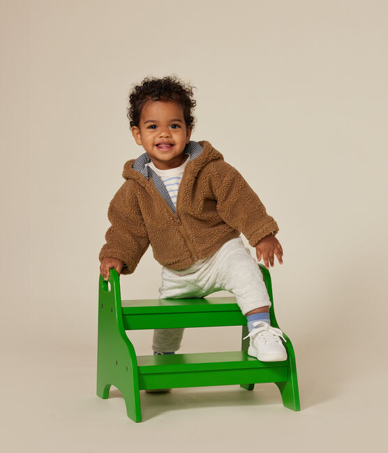 Giacca con cappuccio in sherpa neonato marrone BRINDILLE