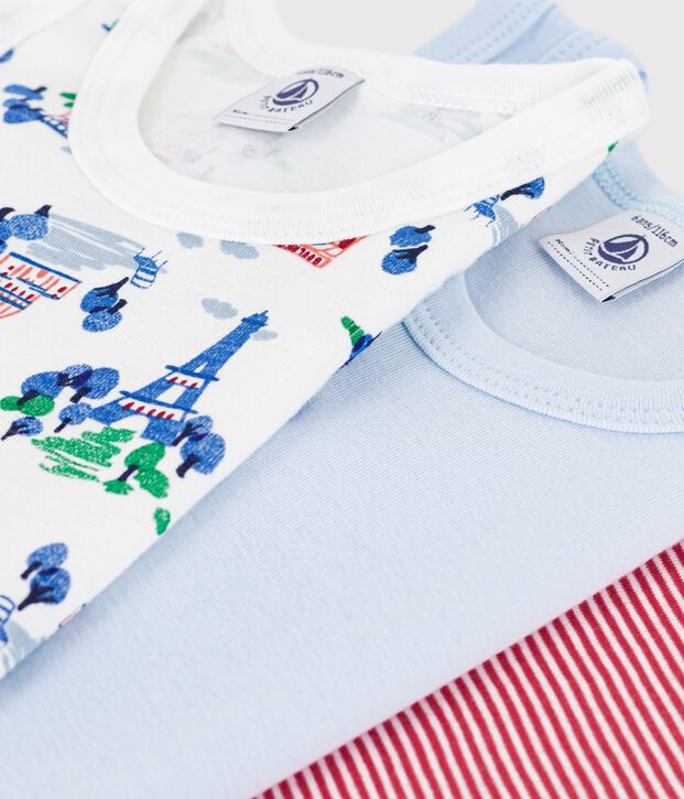 Set di canotte in cotone con stampa Parigi bambino multicolore
