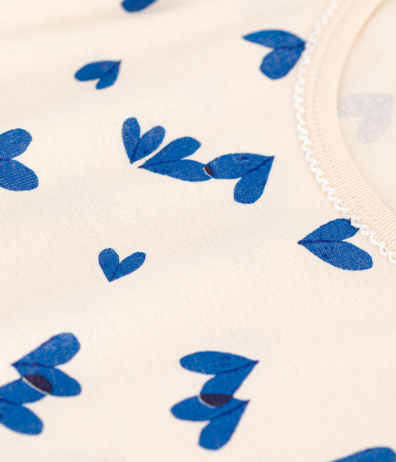 Camicia da notte cuore bambina in cotone ecru/multicolore