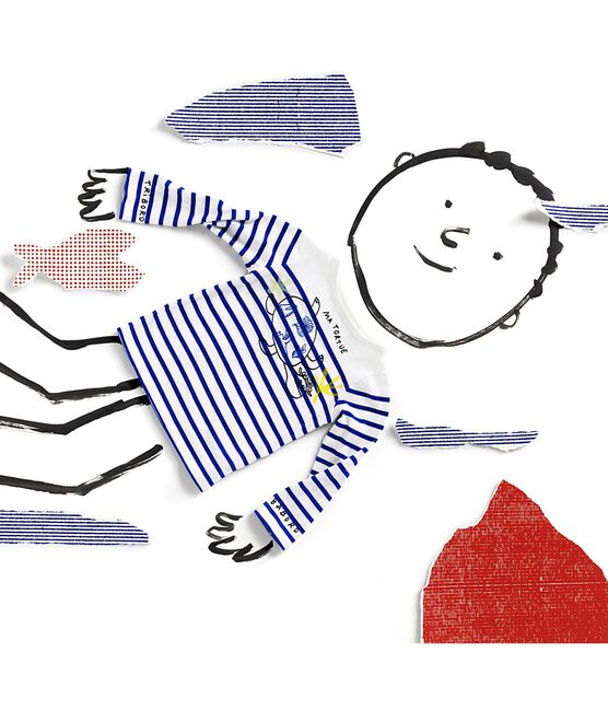 Marinière Serge Bloch bambino bianco MARSHMALLOW/blu PERSE