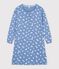 Camicia da notte in cotone con scollo alla coreana e stampa a cuori donna blu/bianco