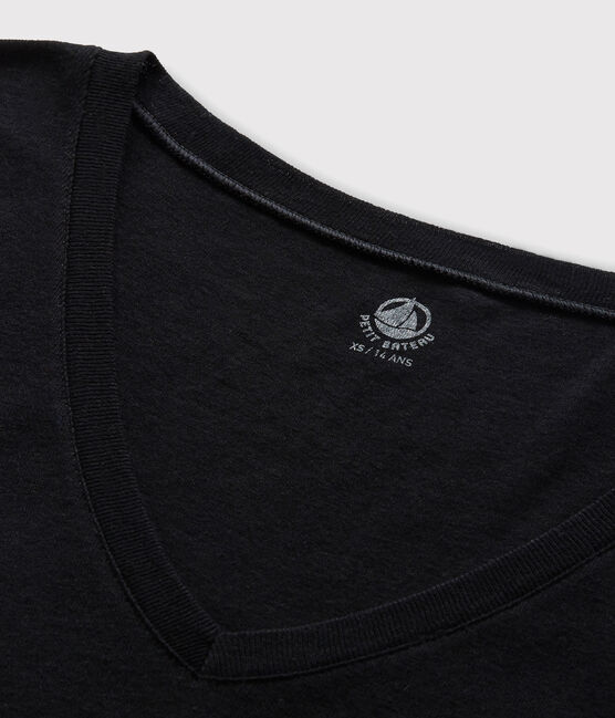 T-shirt L'ICONIQUE scollo a V in cotone donna nero NOIR