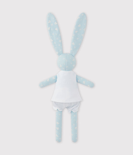 Doudou coniglietto stampato blu TOUDOU/bianco ECUME