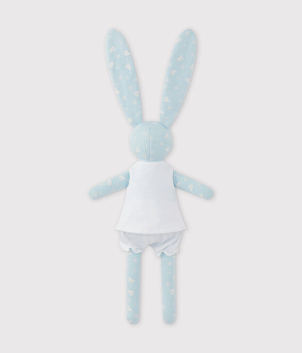 Doudou coniglietto stampato blu/bianco