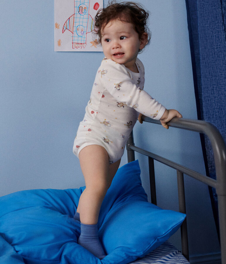 Set di 5 body a maniche lunghe in cotone con stampa spazio neonato multicolore