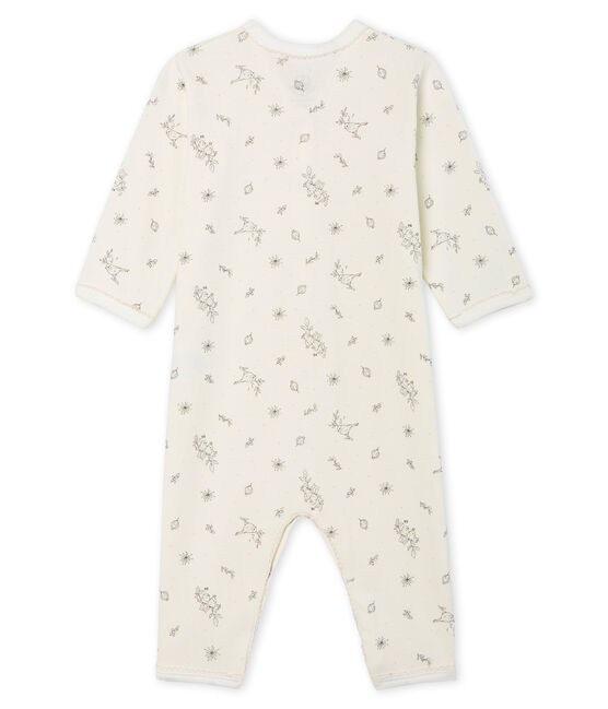 Tutina senza piedi a costine per bebé femmina bianco MARSHMALLOW/bianco MULTICO