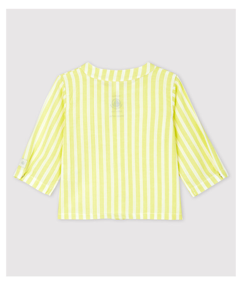 Blusa a righe gialle beb&egrave; in popeline di cotone biologico giallo JAUNE/bianco MARSHMALLOW