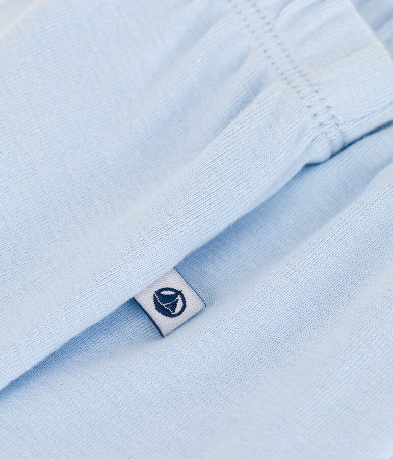 Pantaloni con piedini in cotone tinta unita nascita blu