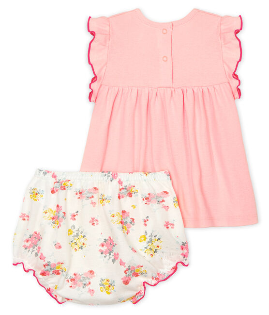 Completo due pezzi bebè femmina rosa MINOIS/bianco MULTICO
